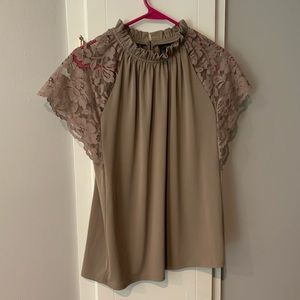 Brown top with lace sleeves